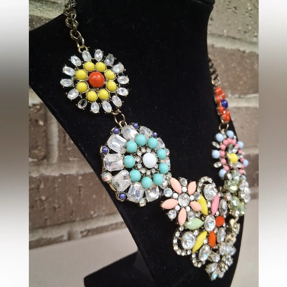 J Crew Floral Multicolor Statement Necklace - Picture 3 of 13